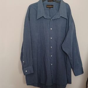 GIORGIO BISSONI Casual Blue Button-Up Dress Shirt. Big And Tall. Size 20. New